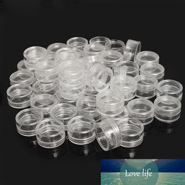 50Pcs/set 2.5ML Clear Plastic Jewellery Bead Makeup Glitter Storage Box Small Round Container Jars Make Up Organiser Boxes