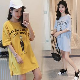 318 New Funny Casual Summer Maternity Clothes Lovely O-neck Maternity Shirt Pregnancy Tops Plus Size Clothes for Pregnant Women LJ201114