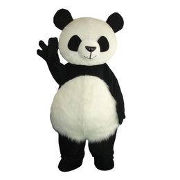 Mascot CostumesLong Hair Chinese Panda Bear Mascot Costume Mammal Fancy Dress Complete Outfit Halloween Xmas Birthday Party Parade Suit