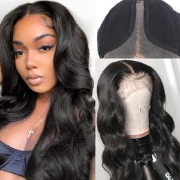 Natural Color 13x1 T Part Human Hair Lace Front Wig Pre Plucked Body Wave Lace Wigs 150% Density Brazilian Remy Hair Wig