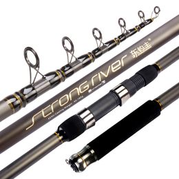 Telescopic Fishing Rod 2.4m 3.6m 5.4m Carbon Fiber XH Rock Fishing Pole Spinning Rod Ocean Boat Fishing Distance Throwing Rod 201022