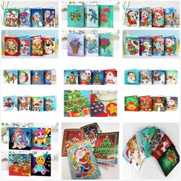 Shirliben 5d Diy Diamond Painting Christmas Cards 4pcs 8pcs Diamond Mosaic Emboridery Beads Full Custom Christmas Gift Santa Man 201202