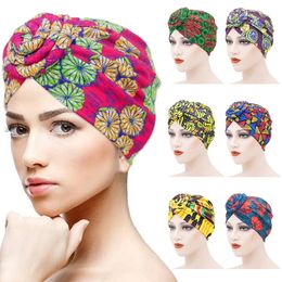 Cotton Turban Ethnic Indian Bonnet Print Knot Twist Underscarf Women Muslim Hijab Inner Scarf Beanies Chemo Cap Cancer Hat Cover