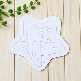 Sublimation White Blank Puzzles Heart Star Square Round Shape Jigsaw Hot Transfer Printing Consumables Children Toys Paper Gifts By Air A12