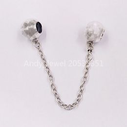 Andy Jewel Authentic 925 Sterling Silver Beads Logo Safety Chain Charms Fits European Pandora Style Jewellery Bracelets & Necklace 791877