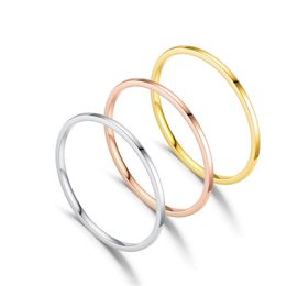 Ring Quality Seiko 1mm Ultra Fine Stainless Steel Glossy Arc Surface Ring Simple Titanium Steel Rose Gold Women's Knuckle Ring