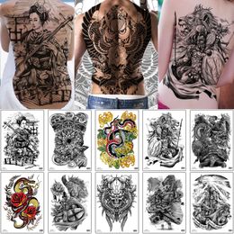 large chest tattoo stickers Canada - Big Large Full Back Tattoo Sticker Cool Fake Design Lion Knight Devil Snake Sexy Girls Decal for Woman Man Chest Temporary Waterproof Tattoo