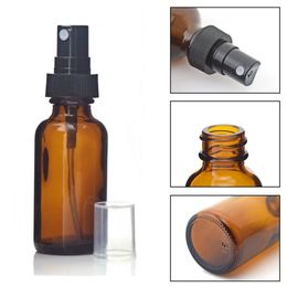 2021 15ml 30ml Amber Glass Spray Bottle Wholesale Glass Essential Oil Perfume Bottle With Black Or White Cap