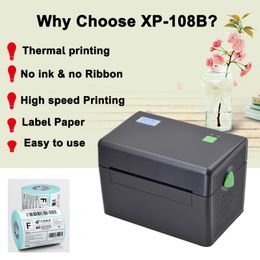 Xprinter 4 inch Thermal shipping label printer Compatible with mobile phone and computer No need ink and Ribbon