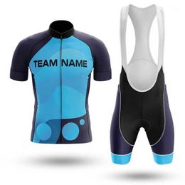 Racing Sets LONG AO Summer Men 2021 Cycling Jersey Blue Short Sleeve Set Maillot Bib Shorts Bicycle Clothes Breathable Shirt Clothing Suit1