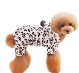 Leopard Print Fashion Puppy Clothing Autumn Winter Warm Coral Velvet Dogs Jumpsuit Small Dog Pet Clothes New Arrival 5kl J2