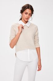 Trendyol Camel Shirt Collar Knitted Blouse T200321