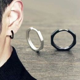 Mens Earrings Round Circle 925 Silver Stud Earrings for Men Geometric Sterling Silver Earrings Trendy Jewellery Accessories