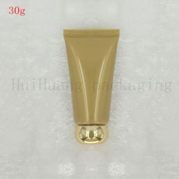 30pcs 30g Empty Gold Soft Refillable Plastic Lotion Tubes Squeeze Cosmetic Packaging,Cream Tube Screw Lids Bottle Container