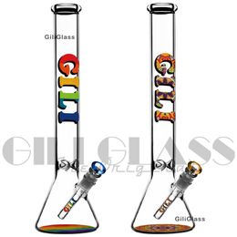 18 inches Giliglass big Hookah glass beaker bong smoking water pipe bongs dab rig with bowl Colourful logo with quartz nail