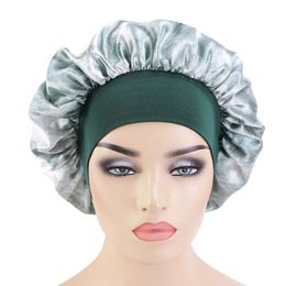 Tie-dyed Nightcap Wide Side Satin Sleeping Cap Chemotherapy Hats Beanie With Soft Elastic Band