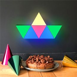 RGB Colourful Triangle Quantum lamp 6pcs LED Lamp Modular Touch Sensitive Lighting Night Lights Remote Control