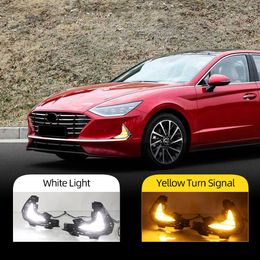 2PCS Car LED Daytime Running Light For Hyundai Sonata 2020 2021 DN8 Car Accessories DRL Fog Lamp Decoration turn signal