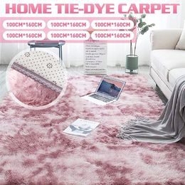 160x230cm Thick Plush Carpet for Living Room Pink Fluffy Rug Kids Bed Carpets Anti-slip Floor Soft Rugs Tie Dyeing Mat 220301