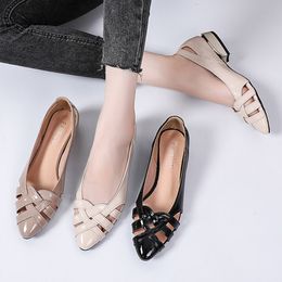 Plus Size 35-42 Summer Shoes Women Flats Weave Slip on Flat Shoes Cut outs Boat Shoes Ladies Pointed Toe Low Heels Loafers 9249N