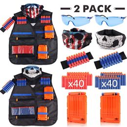 Kit de colete tático preto para crianças, conjuntos de casaco de cintura, suporte de munição, pistola de elite, balas, clipe de brinquedo, dardos para brinquedos infantis da série Nerf