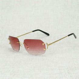 Fine Accessories Ancient New Lens Shape Metal Farme Sunglasses Men Rimless Wire Square Gafas Women for Outdoor Club Accessories Oculos Shades French