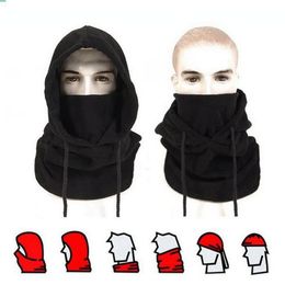 Winter Fleece Beanies Hats Mask Men Thermal Hooded Neck Warmer Ski Cap Outdoor Windproof Hooded Neckerchief Cap DDA731