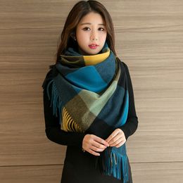 New Style Cashmere Plaid Scarf for Women Autumn Winter Korean Version Thickened Warm Women's Shawl Versatile Bib Winter