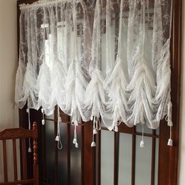 200* Rural Sheer Curtain Lace, Hollow Balloon Blind, Vintage Curtain Valance, Finished Cafe Curtain Sheer for Home Hotel LJ201224