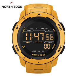 NORTH EDGE Relógio Digital Masculino Esportivo Masculino Hora Dupla Pedômetro Despertador À Prova D' Água 50M Militar 220212