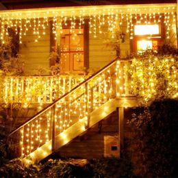 Christmas LED icicles street garland light string 5m 216leds fairy holiday lights outdoor for wedding New Year decoration Y201020