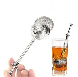 50pcs 18cm Stainless Steel Spoon Retractable Ball Shape Metal Locking Spice Tea Strainer Infuser Philtre Squeeze