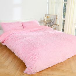 /set Super Soft Long Shaggy Fur Duvet Cover Set Pillowcase Warm Elegant Cosy Winter Bedding Set // LJ201015