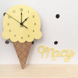 Nordic Ice Cream Wall Clocks Cartoon Mute Watch Wall Home Decor Kids Room Wall Decoration Cute Ornament Baby Gift Reloj De Pared Y200109