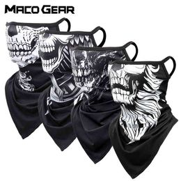 Men Summer Skull Bandana Hanging Ear Triangle Face Mask Cycling Hunting Hike Fishing Ski Sports Outdoor Neck Warmer Scarf Women Y1229