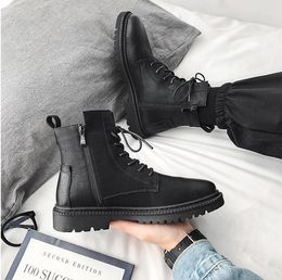 men boots winter lerther botties soft Side zipper High top cool black mens boot fashion motorcycle style size 40-45 02