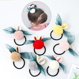 Cute Plush rabbit ears hair ring female rubber band elastic hair bands Korean headwear children Accessories ornaments