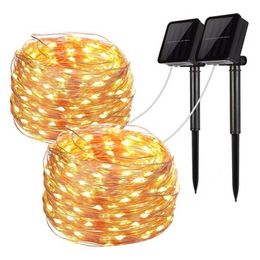 LED Outdoor Lamp String Lights 100/200 LEDs Fairy Holiday Christmas Party Garland Solar Garden Waterproof 10m 20m Decor Y201020