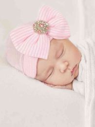 Newborn Girl Photography Striped Bow Hat SHE