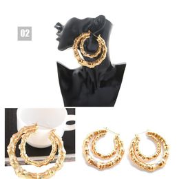 Europe And The United States Exaggerated Golden Circle Hiphop Hip-Hop Earrings Large Bamboo I66R9 Itf4W