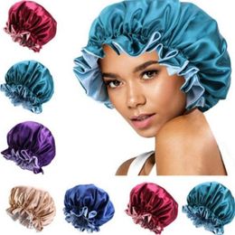 Silk Night Cap Hat Double Side Wear Mulheres Cabeça Cabeça Tampão Tampão Capo Cetim Capo Para Bonito - Acorde Perfeito Diário Fábrica Venda FY7313