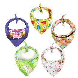 Easter Dog Bandanas Egg Bunny Pet Neckerchief Pet Holiday Triangle Scarf for Dogs Cats Decorations 5 Styles