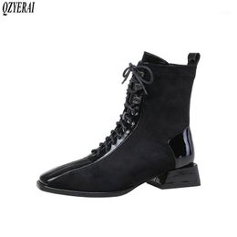 QZYERAI Autumn winter new Genuine leather Women boots ankle Riding boots warm Female cowhide Women shoes1