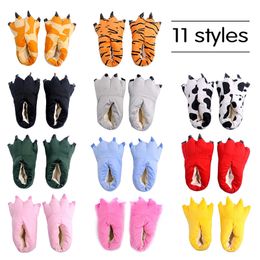 Winter Warm Soft Indoor Floor Slippers Women Men Children Shoes Paw Funny Animal Christmas Dinosaur Claw Plush Home Slipper Y201026