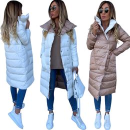 Women Double-sided Coat Winter Warm Long Jacket Casual Solid Colour Ladies Coat Outwear Cotton abrigos mujer invierno D20 201026