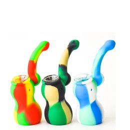 5.3" Silicone Smoking Pipe Portable Camouflage Water Pipes bubbler Detachable Hookahs Unbreakable Oil dab rig