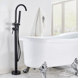 Black Floor Standing Bathtub Faucet 7 Colors Free Standing Bathroom Shower Faucet Swivel Spout Cold Hot Water Mixer Tap