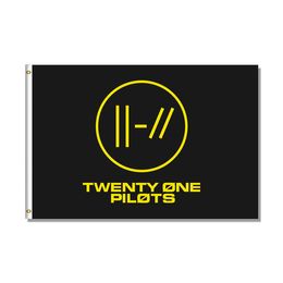 Yellow Twenty One Pilots Flag 3x5ft, 100% Poleyster Fabric National Advertising 100D Fabric Digital Printed, Brass Grommets