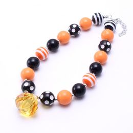 Halloween Style Kid Chunky Necklace Black+Orange Toddler Baby Girl Bubblegum Bead Chunky Necklace Jewellery Children