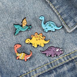 Brooches Pin Cute Enamel Animal Dinosaur for Women Girl Fashion Jewelry Accessories Metal Vintage Pins Badge Wholesale Kids Gift